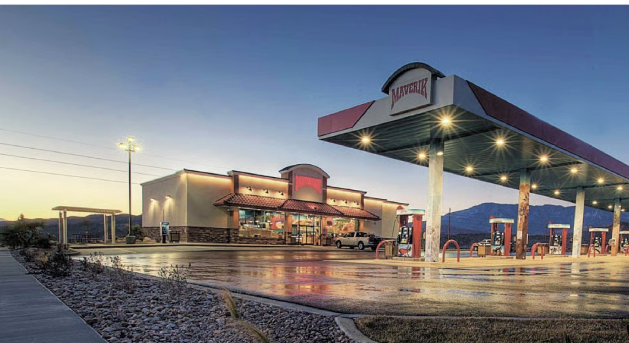 Maverik gas station at dusk